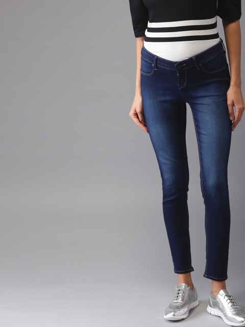 

HERE&NOW Women Blue Cropped Denim Stretchable Jeggings