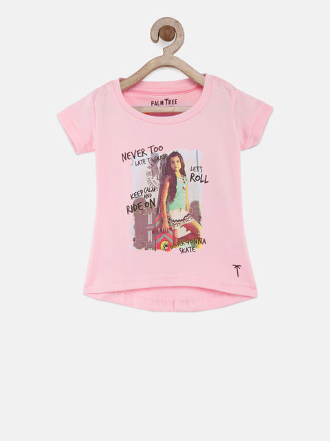 

Palm Tree Girls Pink Printed Round Neck T-shirt