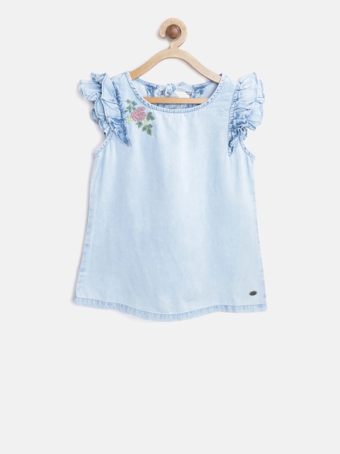 

Palm Tree Girls Blue Faded Top