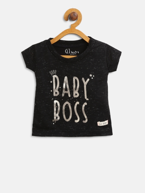 

Gini and Jony Girls Black Printed Pure Cotton Top