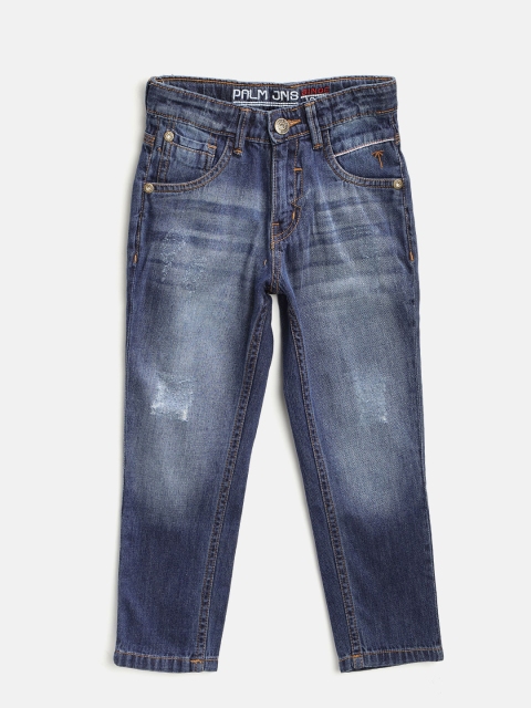 

Palm Tree Boys Navy Blue Slim Fit Mid-Rise Low Distress Jeans