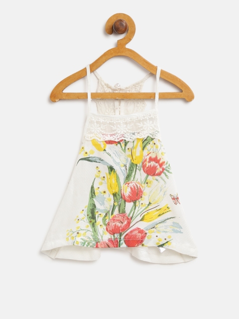 

Gini and Jony Girls White Printed A-Line Top
