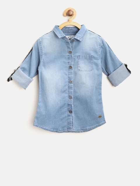 

Palm Tree Girls Blue Washed Chambray Casual Shirt