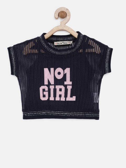 

Palm Tree Girls Navy Blue Printed Top