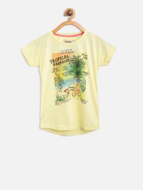 

Palm Tree Girls Yellow Printed Top
