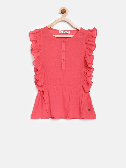 

Palm Tree Girls Pink Solid Top