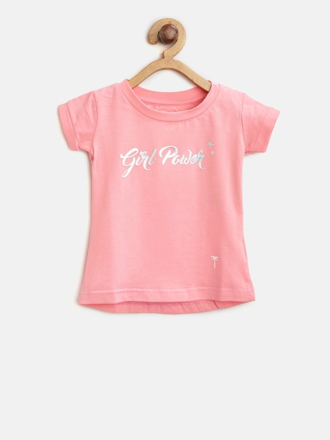 

Palm Tree Girls Pink Printed Round Neck T-shirt