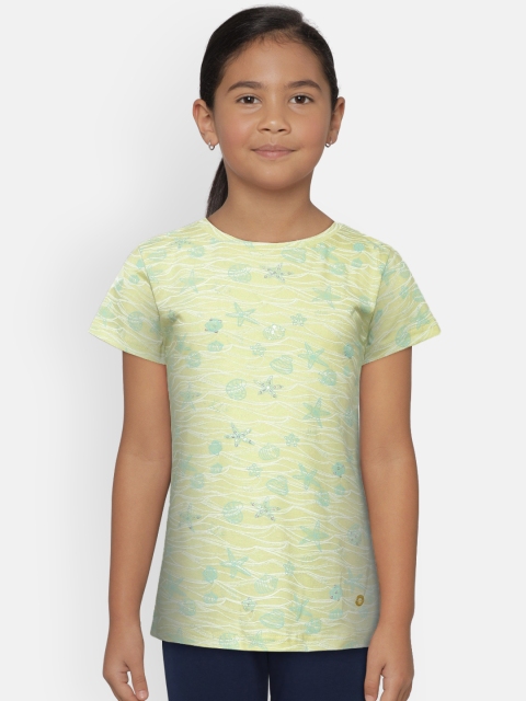 

Gini and Jony Girls Yellow Self Design Top