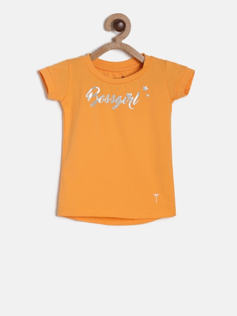

Palm Tree Girls Orange Printed Round Neck T-shirt
