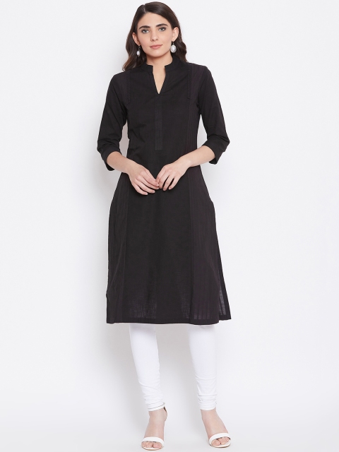 

Biba Women Black Solid Straight Kurta