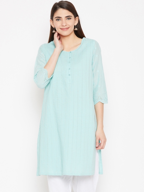 

Biba Women Blue Solid Straight Kurta