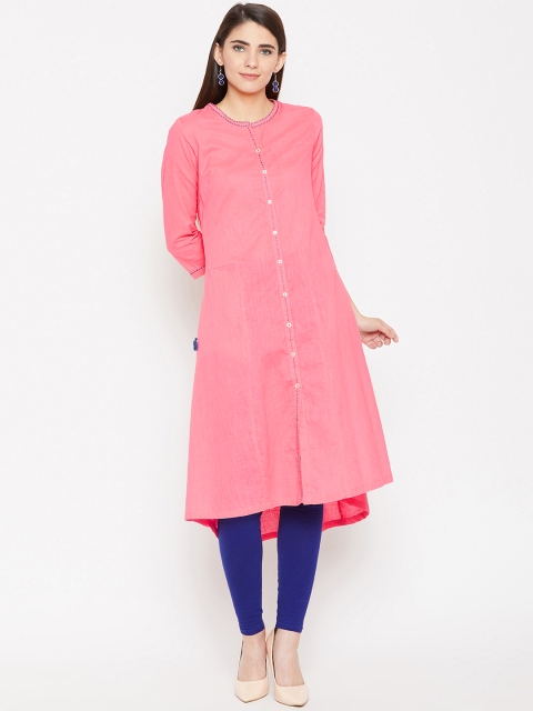 

Biba Women Pink Solid A-Line Kurta