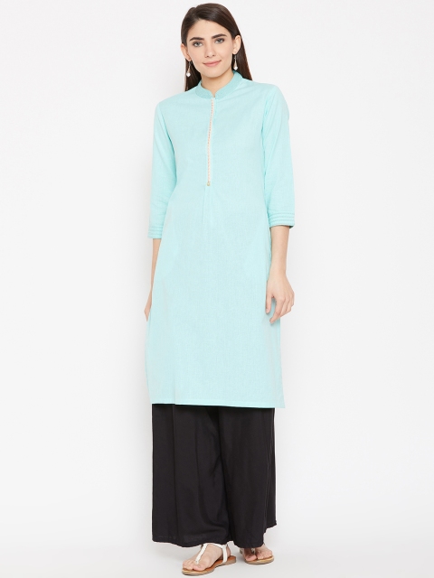 

Biba Women Blue Solid Straight Kurta