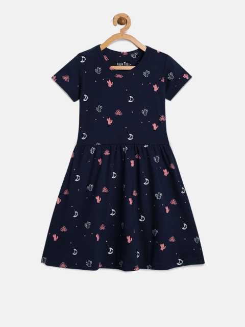 

Palm Tree Girls Navy Blue Fit and Flare Dress