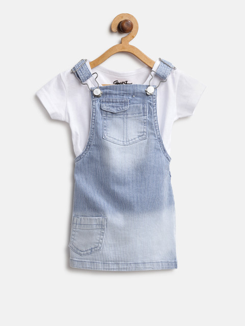 

Gini and Jony Girls Blue Striped Pinafore Dress