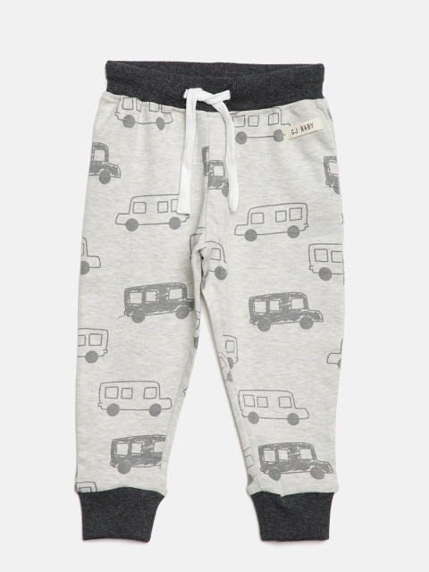 

Gini and Jony Boys Grey Melange Printed Joggers