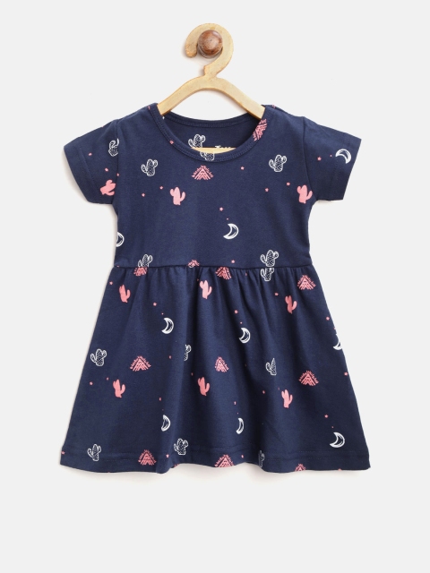 

Palm Tree Girls Navy Blue Printed Fit & Flare Dress