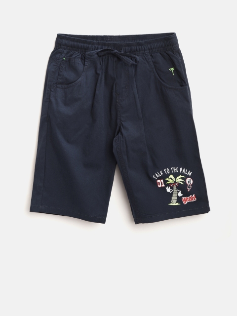 

Palm Tree Boys Navy Blue Solid Regular Shorts