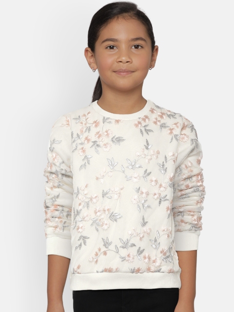 

Gini and Jony Girls White & Pink Embroidered Sweatshirt