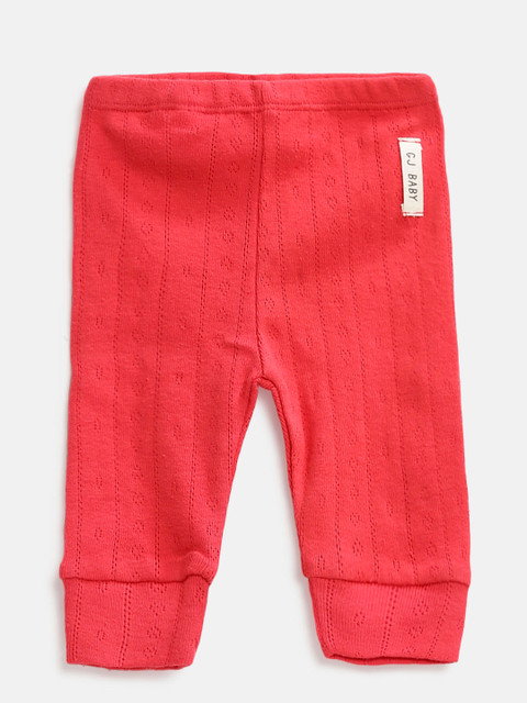 

Gini and Jony Girls Coral Pink Regular Fit Self Design Joggers