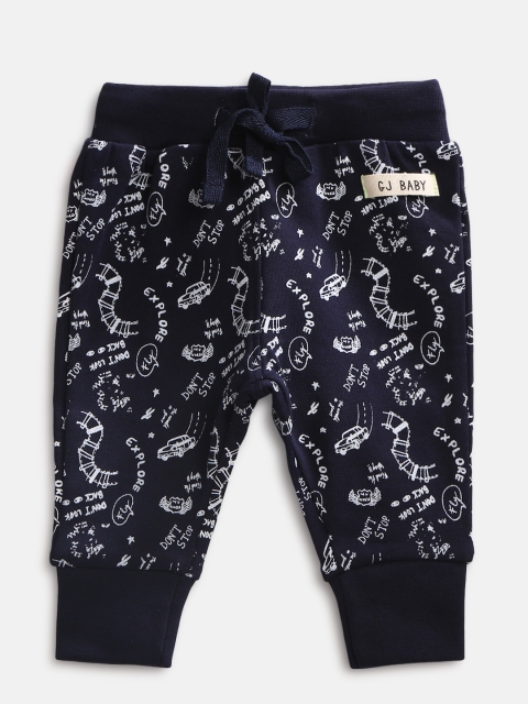 

Gini and Jony Boys Navy Blue & White Regular Fit Printed Joggers