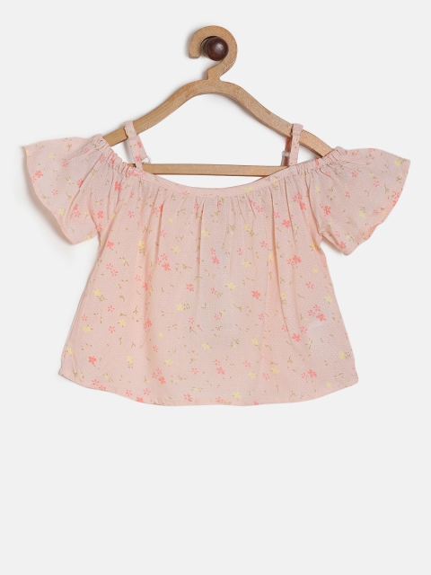 

Palm Tree Girls Peach-Coloured Printed Top