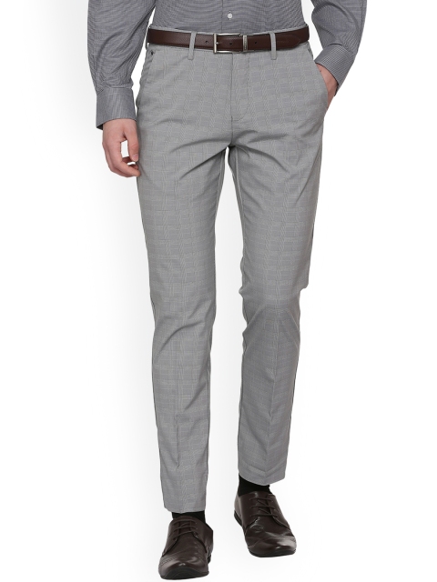 

Louis Philippe Men Grey Slim Fit Checked Formal Trousers