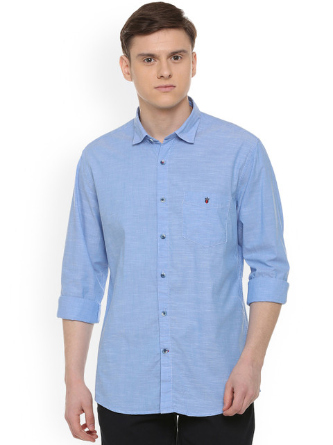 

Louis Philippe Men Blue Slim Fit Solid Casual Shirt