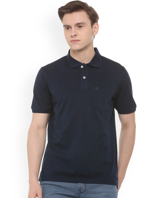 

Louis Philippe Men Navy Blue Solid Polo Collar T-shirt