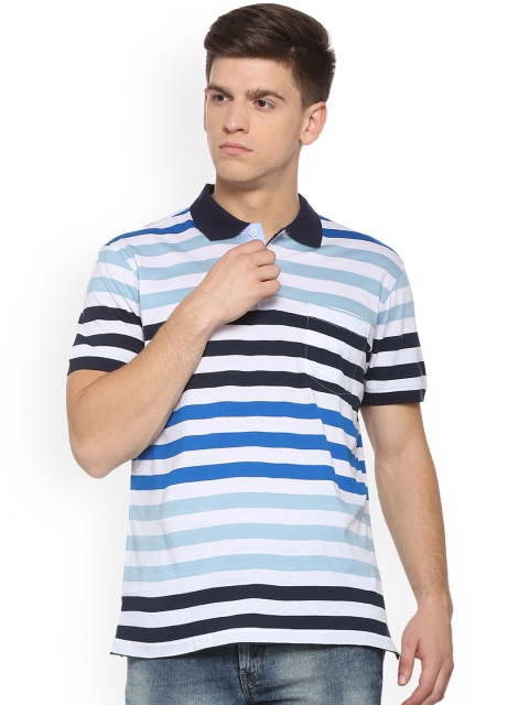 

Allen Solly Men Blue Striped Polo Collar T-shirt