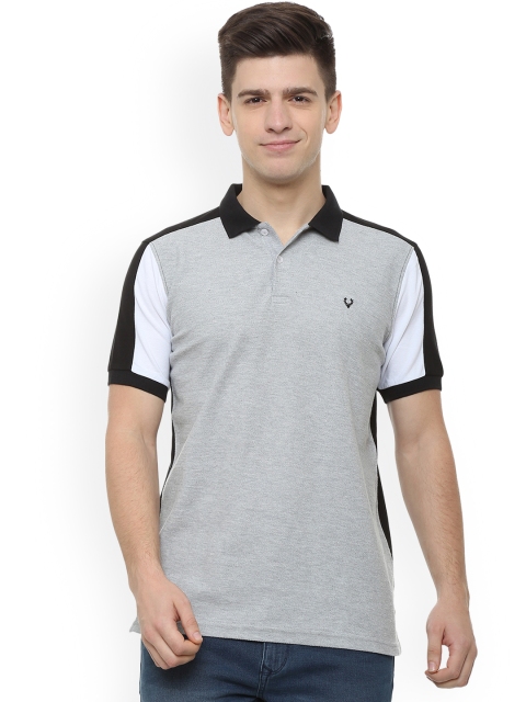 

Allen Solly Men Grey Colourblocked Polo Collar T-shirt