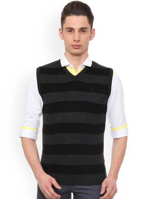 

Allen Solly Men Black Striped Sweater