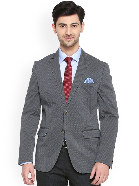 

Van Heusen Men Grey Self-Design Slim-Fit Single-Breasetd Blazer