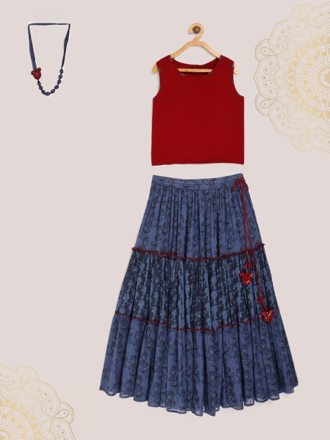 

Biba Red & Blue Ready to Wear Lehenga with Blouse