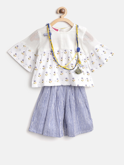 

Biba Girls Off-White & Blue Printed Top with Palazzos