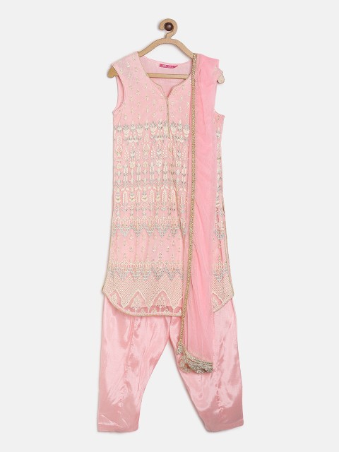 

Biba Girls Pink Embroidered Kurta with Salwar & Dupatta