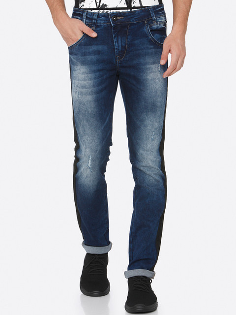

Mufti Men Blue Slim Fit Mid-Rise Low Distress Stretchable Jeans