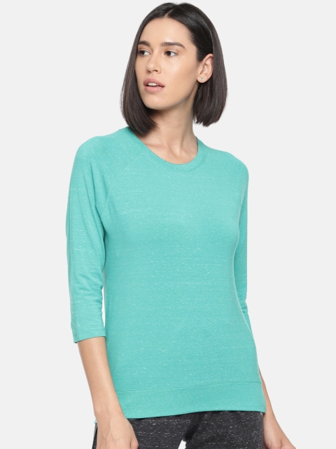 

Jockey Women Sea Green Solid Round Neck T-shirt