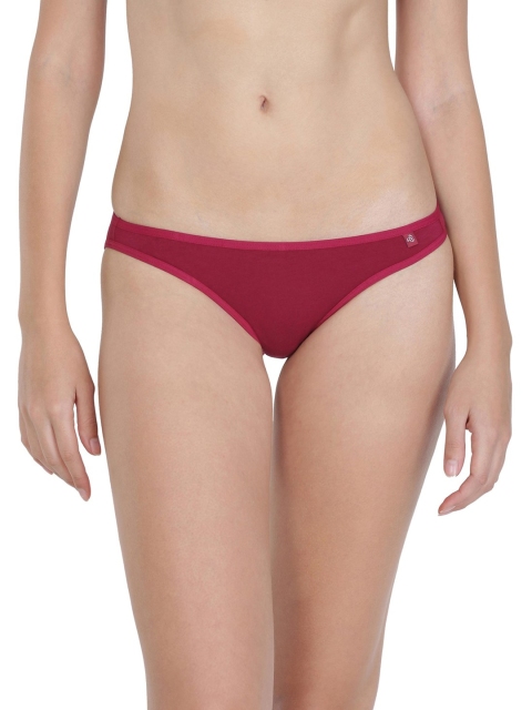 

Jockey Women Maroon Solid Bikini Briefs SS02-0105-BTRED