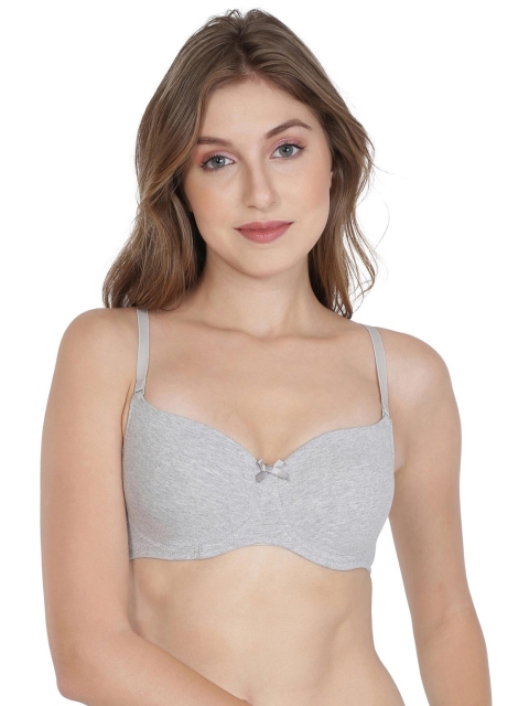 

Jockey Grey Solid Non-Wired Lightly Padded T-shirt Bra