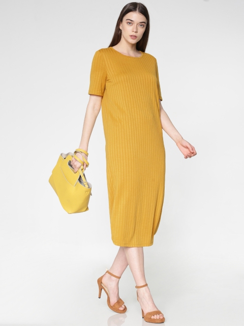 

ONLY Women Mustard Yellow Solid Sheath Dress