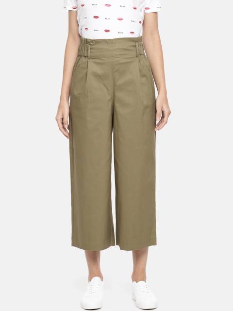 

ONLY Women Olive Green Loose Fit Solid Culottes