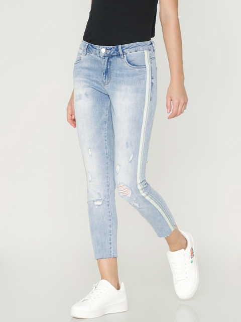 

ONLY Women Blue Regular Fit Mid-Rise Mildly Distressed Stretchable Jeans