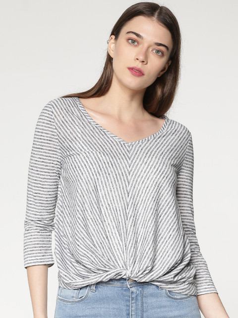 

ONLY Women Blue & White Striped Top