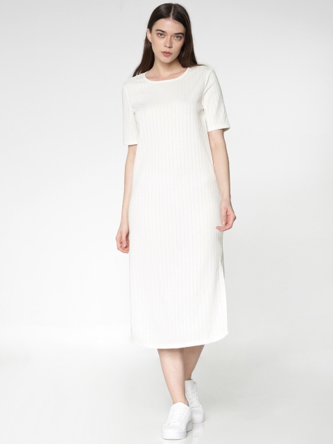 

ONLY Women Off-White Striped T-shirt Dress