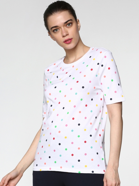 

ONLY Women White Printed Round Neck T-shirt