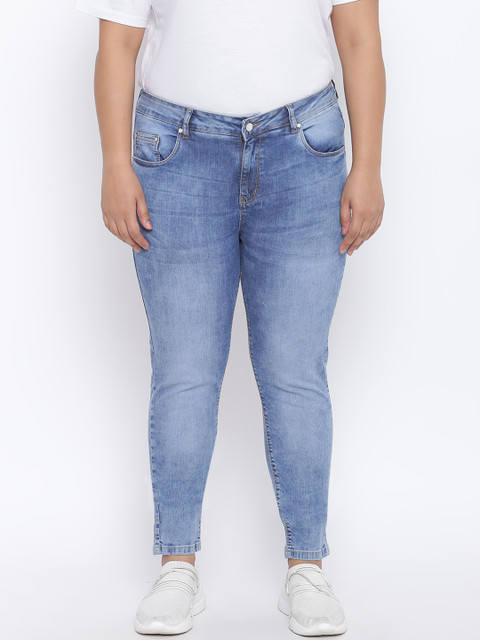 

aLL Plus Size Women Blue Slim Fit Mid-Rise Clean Look Stretchable Jeans