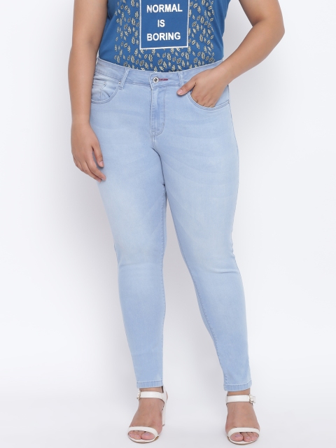 

aLL Plus Size Women Blue Slim Fit Mid-Rise Clean Look Stretchable Jeans