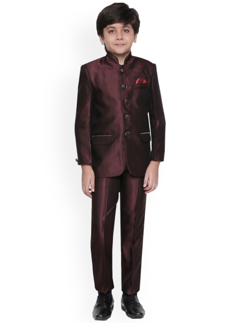 

Jeetethnics Maroon Boys Solid Ethnic Suit