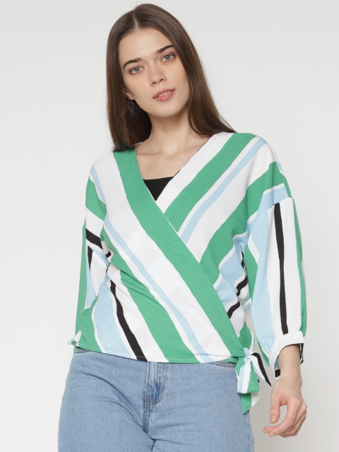 

ONLY Women Multicoloured Striped Wrap Top, Multi
